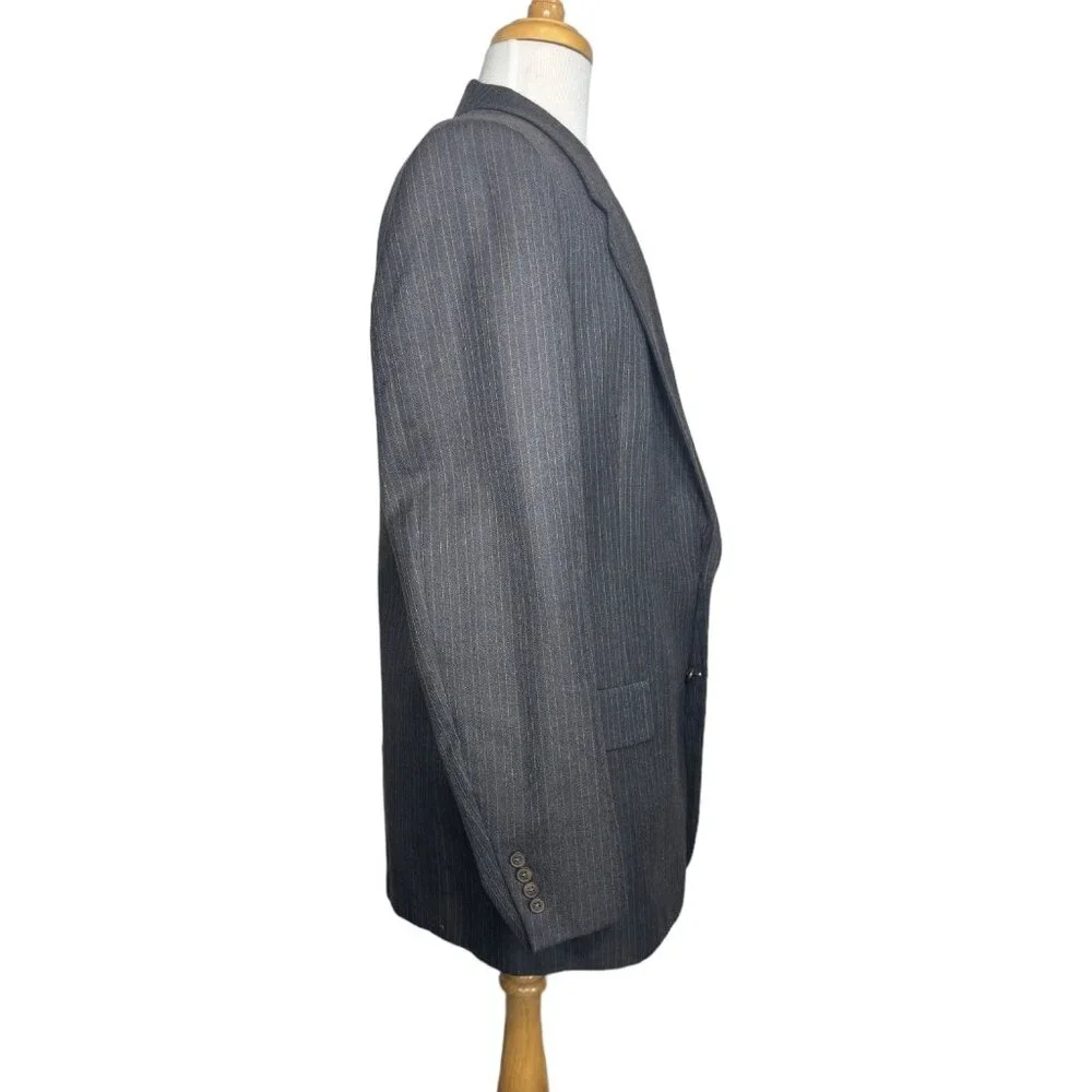 Christian Dior Vintage Wool Men's Single Breast Blazer Brown Striped 46R - Picture 8 of 12